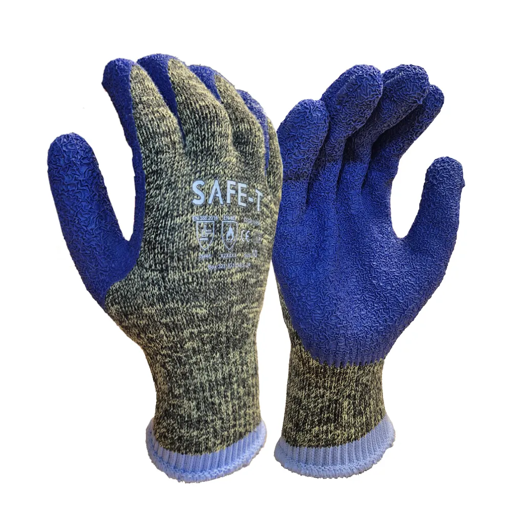 Camouflage Cut F Anti-Cut Gloves with Crinkle Latex Palm - Case of 60 Pairs — Blue